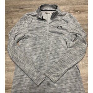 Under‎ Armour Pullover Quarter Zip Long sleeve Shirt Gray Size Small Heat Gear